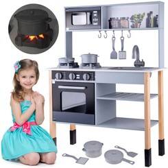 Large gray wooden kitchen with light and sound pots ZA4829