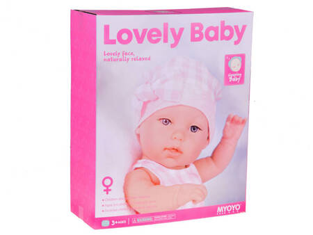 Baby Doll Newborn wearing a pink hat dress + rabbit ZA 5007 RO