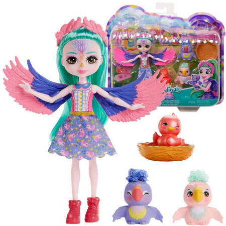 Enchantimals Filia Finch doll and a nice family of parrots ZA5089