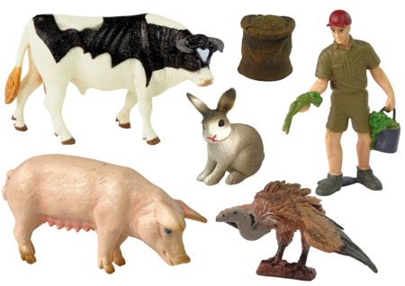 Large Farm Animal Figurine Set + Farmer and Homestead 10 Pieces