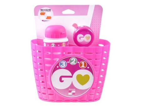 Pink basket set, bell, water bottle GO SP0617