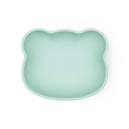 Silikonowa miseczka z przyssawką i pokrywką Miś We Might Be Tiny - Minty Green
