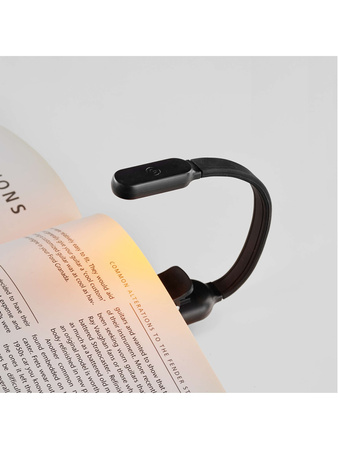 Lampka LED do czytania książek, akumulator, USB, Miquelrius - czarna
