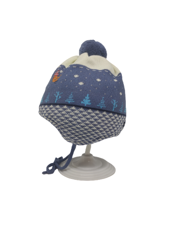 Czapka zimowa przejściowa Maximo Baby z pomponem i troczkami 
