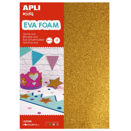 Pianka EVA w arkuszach A4 Apli Kids - BROKAT SL,GD,RD,GR 4 szt.