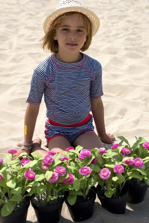 Spodenki kąpielowe Ducksday UV50+ biały granat koralowa czerwień