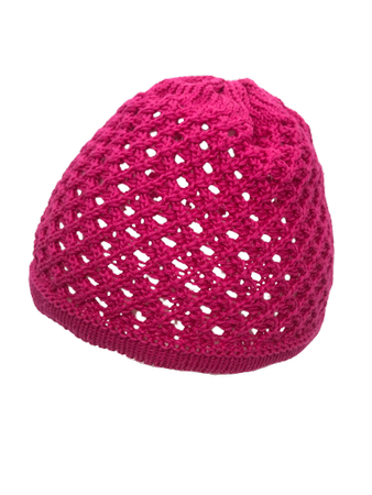 Ażurowa czapka wiosenna Doll malinowy róż
