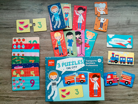 Zestaw puzzli dwuelementowych Apli Kids - Miasto 3+