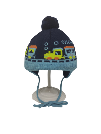 Czapka zimowa przejściowa Maximo Baby z pomponem i troczkami 
