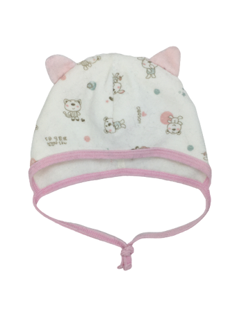 Czapka zimowa przejściowa Maximo Baby z troczkami i kocimi uszami