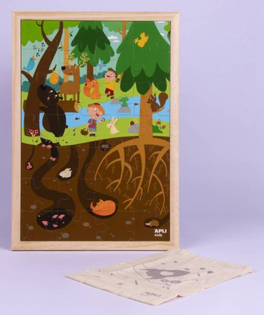 Drewniane puzzle w ramce Apli Kids - Las 4+