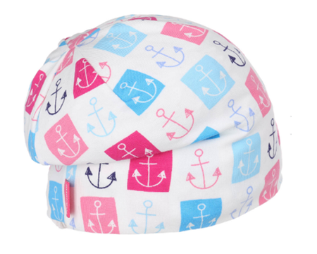 Czapka wiosenna dziewczęca, Maximo Mini Girl, biały wzór