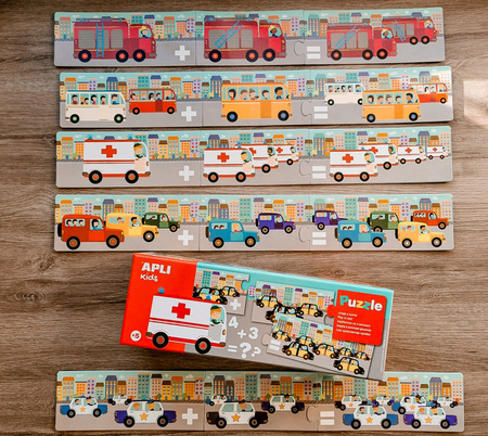 Puzzle do nauki dodawania Apli Kids - Autka 5+