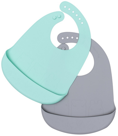 Zestaw śliniaków silikonowych z kieszonką We Might Be Tiny - Mint + Grey