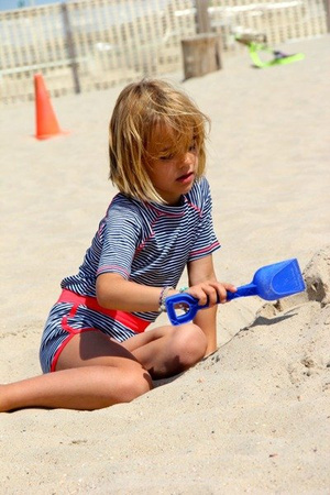 Spodenki kąpielowe Ducksday UV50+ biały granat koralowa czerwień