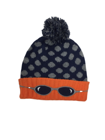 Czapka zimowa przejściowa Maximo Kids z pomponem granat szary