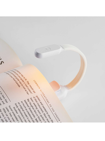 Lampka LED do czytania książek, akumulator, USB, Miquelrius - biała