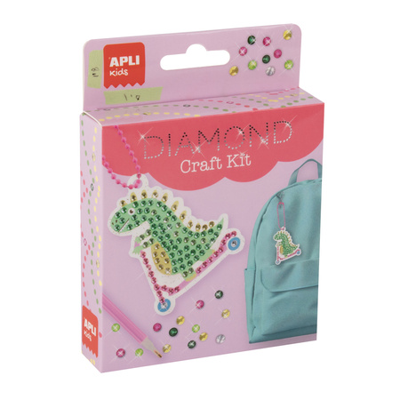 Zestaw do robienia diamentowych breloczków DIY Apli Kids - Dinozaur