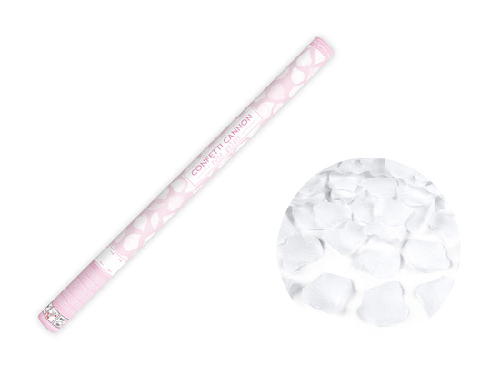 Tuba z płatkami róż, biały, 80cm