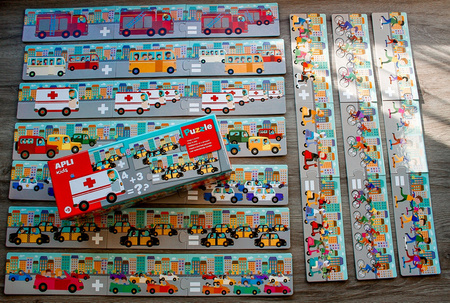 Puzzle do nauki dodawania Apli Kids - Autka 5+