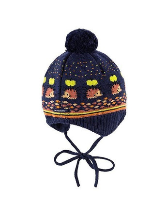 Czapka zimowa przejściowa Maximo Baby z pomponem i troczkami 