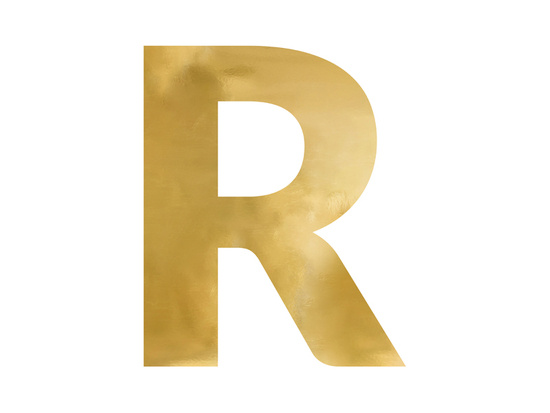 Litera lustrzana ''R'', złoty, 50x60 cm