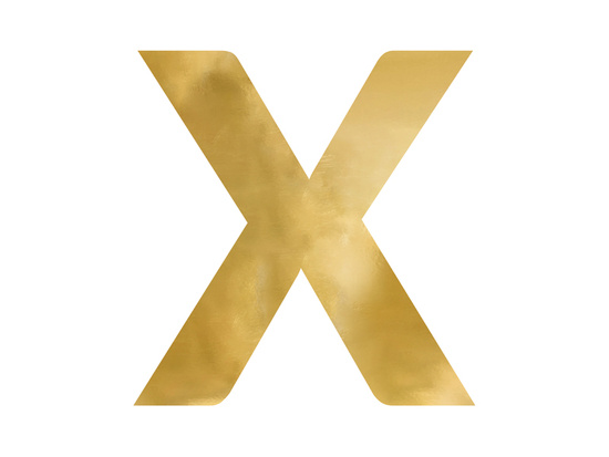 Litera lustrzana ''X'', złoty, 58x60 cm