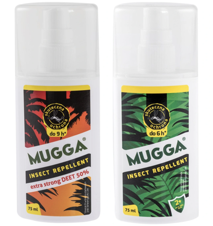 Zestaw MUGGA spray DEET 9,5% +  strong DEET 50%