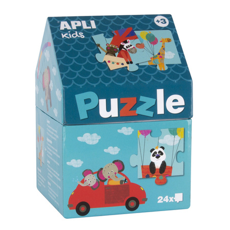Puzzle w kartonowym domku Apli Kids - Safari 3+