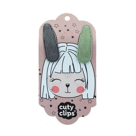 Spinki do włosów Cuty Clips Snails - Bunny Ears Grey-Green